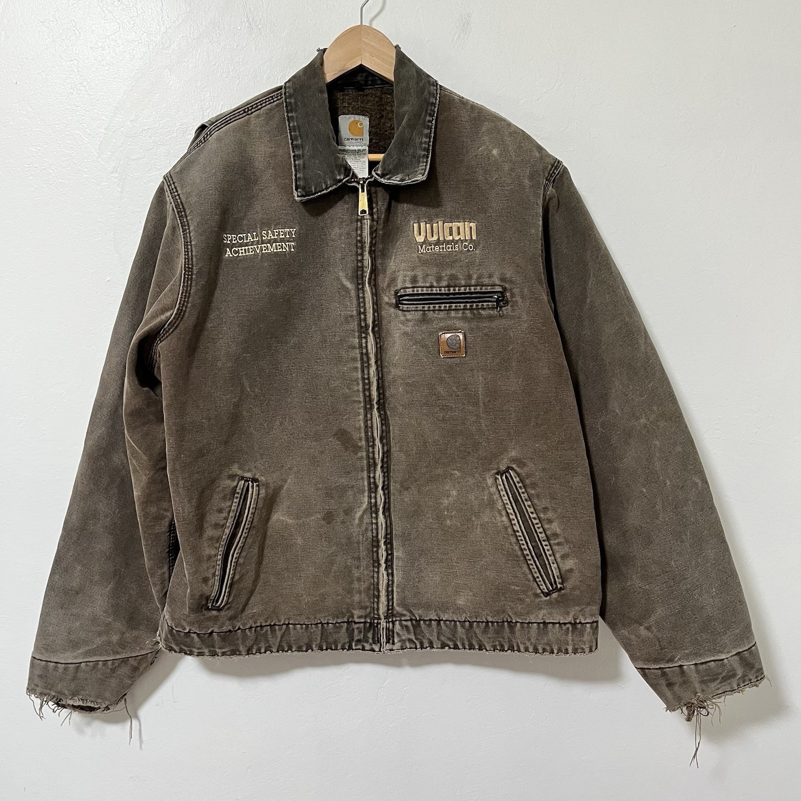 Vtg Carhartt Mens Detroit Blanket Lined Canvas Jacket Size Xlt Distressed J97